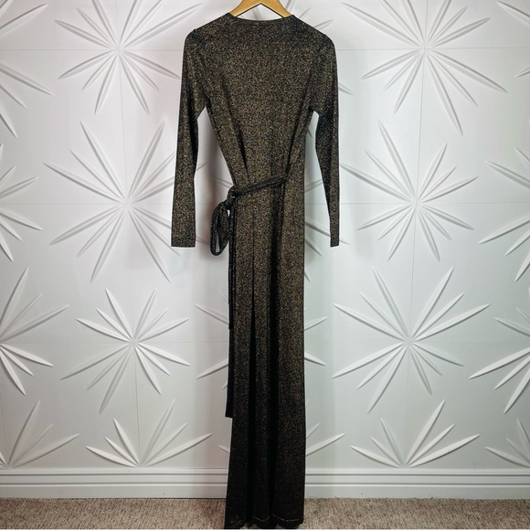 ✨ Diane Von Furstenberg Evelyn Maxi Dress In Black & Gold Metallic✨ - Picture 13 of 16